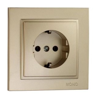 102-222221-117-Електрически контакт за вграждане, 16A, 250VAC, Mono Electric Despina Metallic, Титан - Златист