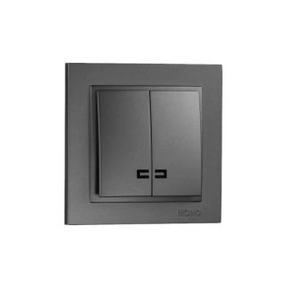 102-202025-103-Ключ двоен сх.5 с LED индикация, Mono Electric Despina Metallic, Фюм - Черен металик