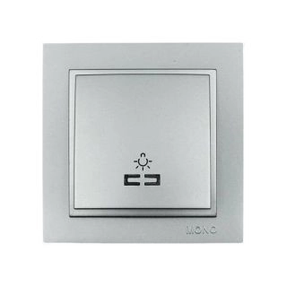 102-212125-106-Ключ-бутон стълбищен с LED индикация, Mono Electric Despina Metallic, Сребрист