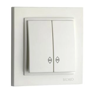 102-190023-111-Ключ девиаторен двоен, Mono Electric Despina, Бял