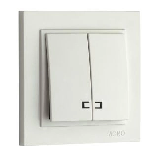 102-190025-103-Ключ двоен сх.5 с LED индикация, Mono Electric Despina, Бял