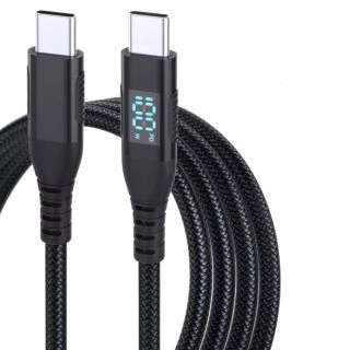 sys66768893-1m-Кабел USB-C/USB-C, 1 m, 100 W Бързо Зареждане, с дигитален дисплей