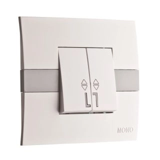 101-010201-111-Ключ девиаторен двоен, Mono Electric Eco,  Бял-Сив