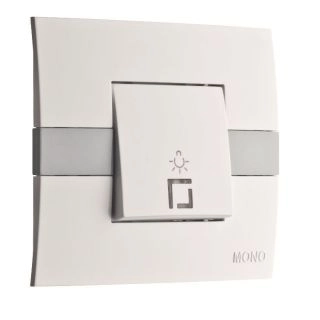 101-010201-106-Ключ стълбищен с LED индикация, Mono Electric Eco,  Бял-Сив