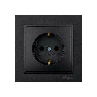 102-202021-117-Електрически контакт за вграждане, 16A, 250VAC, Mono Electric Despina Metallic, Фюм - Черен металик