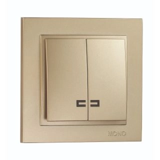 102-222225-103-Ключ двоен сх.5 с LED индикация, Mono Electric Despina Metallic, Титан - Златист